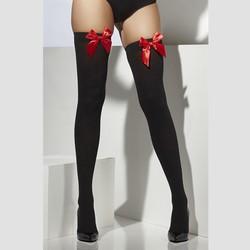 Fever Hosiery Black Opaque Thigh Highs with Red Bows