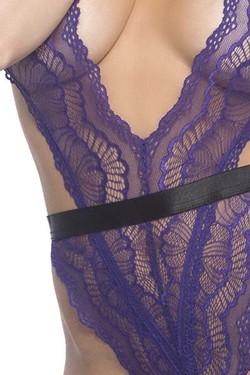 Oh La La Cheri Purple Soft Cup Teddy With Waistband and Thong Back